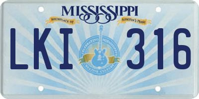 MS license plate LKI316