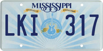MS license plate LKI317