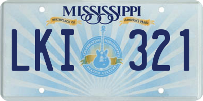 MS license plate LKI321