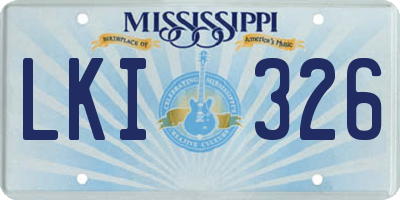 MS license plate LKI326