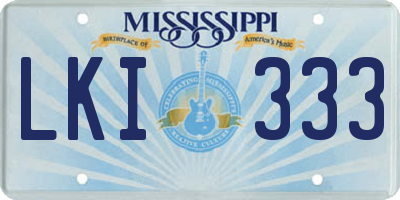 MS license plate LKI333