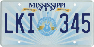 MS license plate LKI345