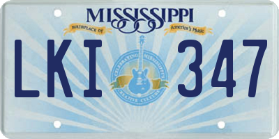 MS license plate LKI347