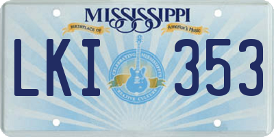MS license plate LKI353
