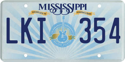 MS license plate LKI354