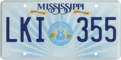 MS license plate LKI355