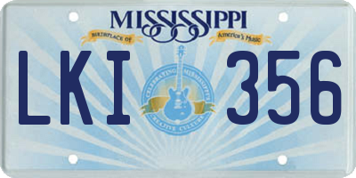 MS license plate LKI356