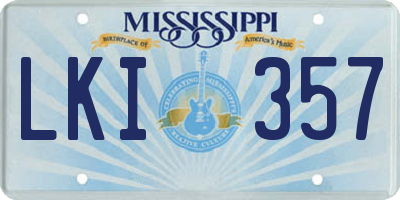 MS license plate LKI357