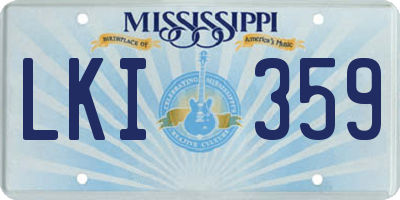 MS license plate LKI359