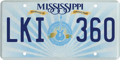 MS license plate LKI360
