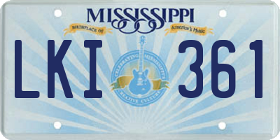 MS license plate LKI361