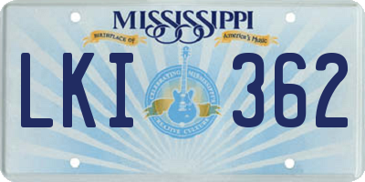 MS license plate LKI362
