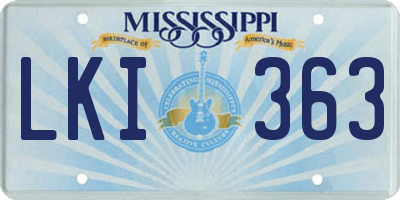MS license plate LKI363