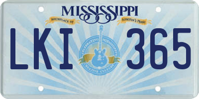 MS license plate LKI365