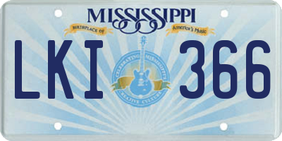 MS license plate LKI366