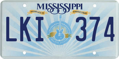 MS license plate LKI374