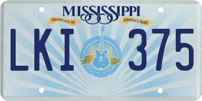 MS license plate LKI375
