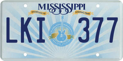 MS license plate LKI377