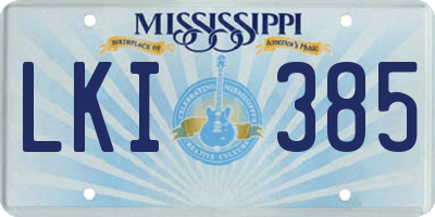 MS license plate LKI385