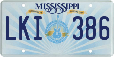 MS license plate LKI386
