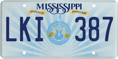 MS license plate LKI387