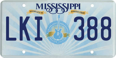 MS license plate LKI388