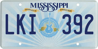 MS license plate LKI392