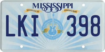 MS license plate LKI398