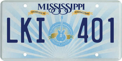 MS license plate LKI401