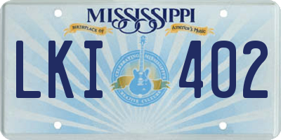 MS license plate LKI402