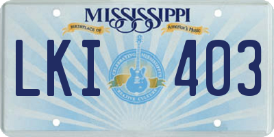MS license plate LKI403