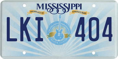 MS license plate LKI404