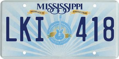 MS license plate LKI418