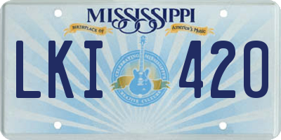 MS license plate LKI420