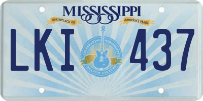 MS license plate LKI437