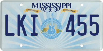 MS license plate LKI455