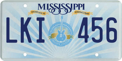 MS license plate LKI456