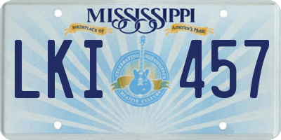 MS license plate LKI457