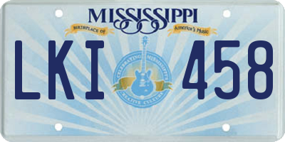 MS license plate LKI458