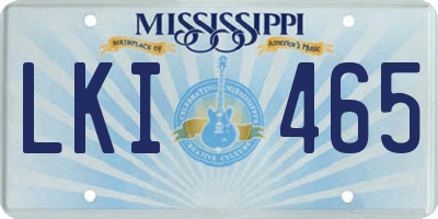 MS license plate LKI465