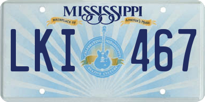 MS license plate LKI467