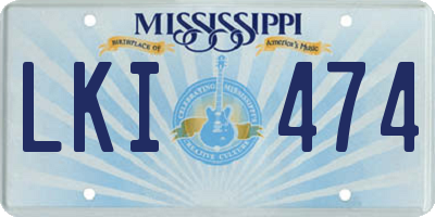 MS license plate LKI474