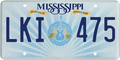 MS license plate LKI475