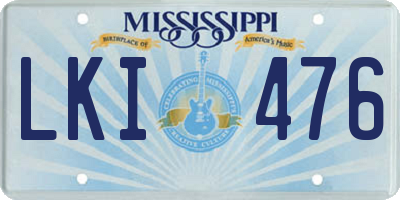 MS license plate LKI476