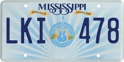 MS license plate LKI478