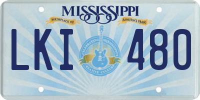 MS license plate LKI480