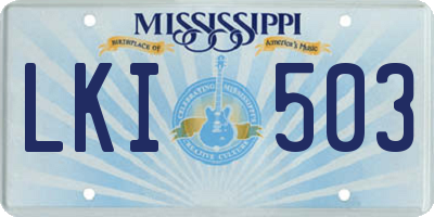 MS license plate LKI503