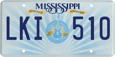 MS license plate LKI510
