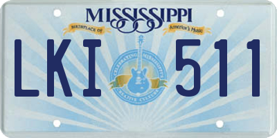 MS license plate LKI511