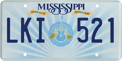 MS license plate LKI521